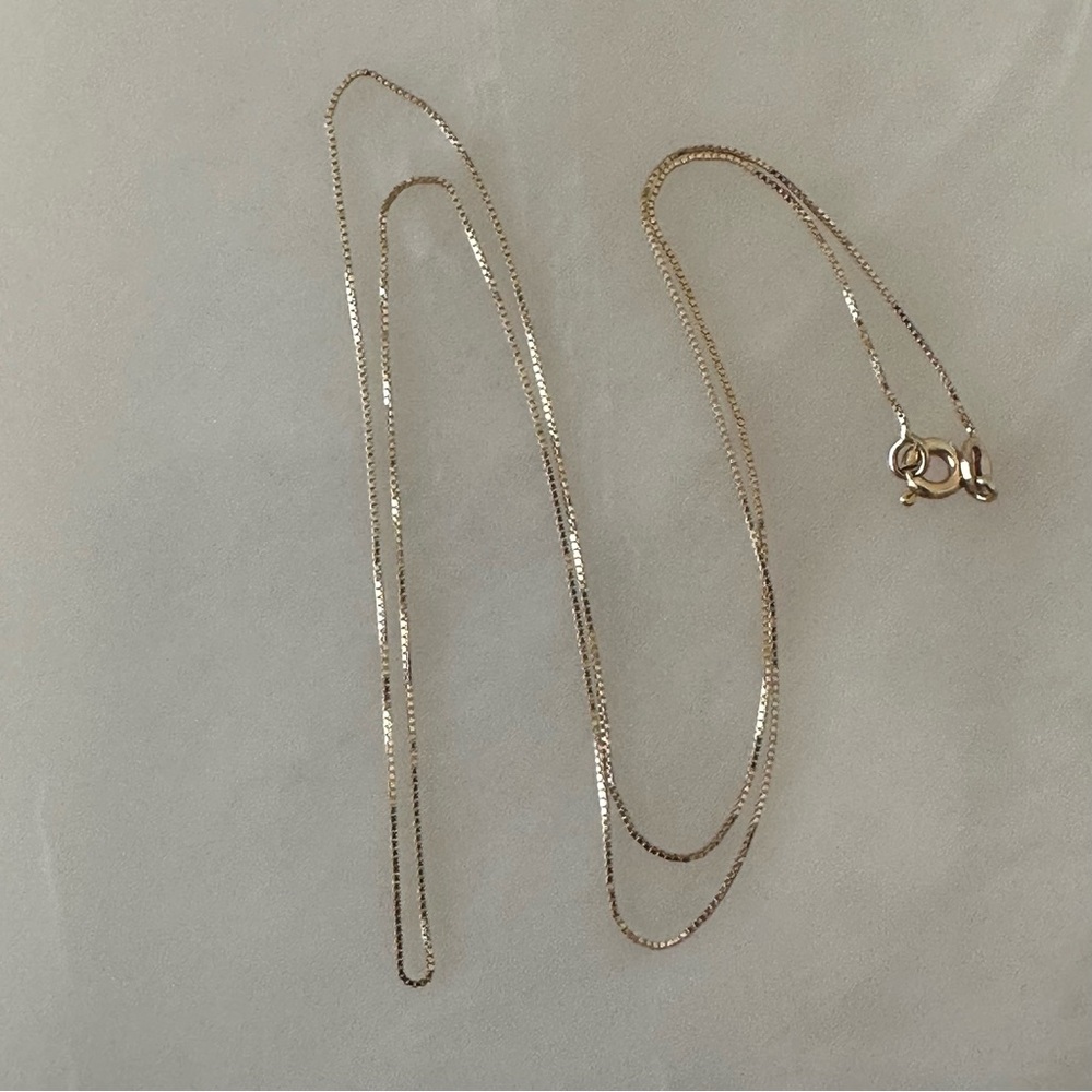 14k Solid Gold Box Chain Link Necklace